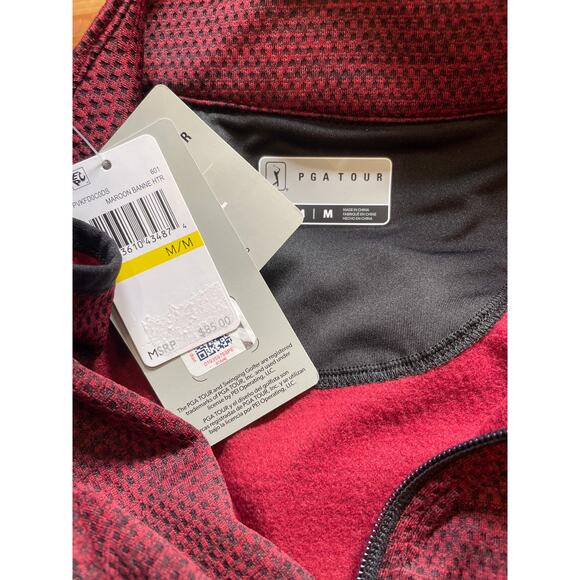 PGA TOUR Men's Two-Tone Quarter-Zip Golf Pullover red M - Picture 11 of 11